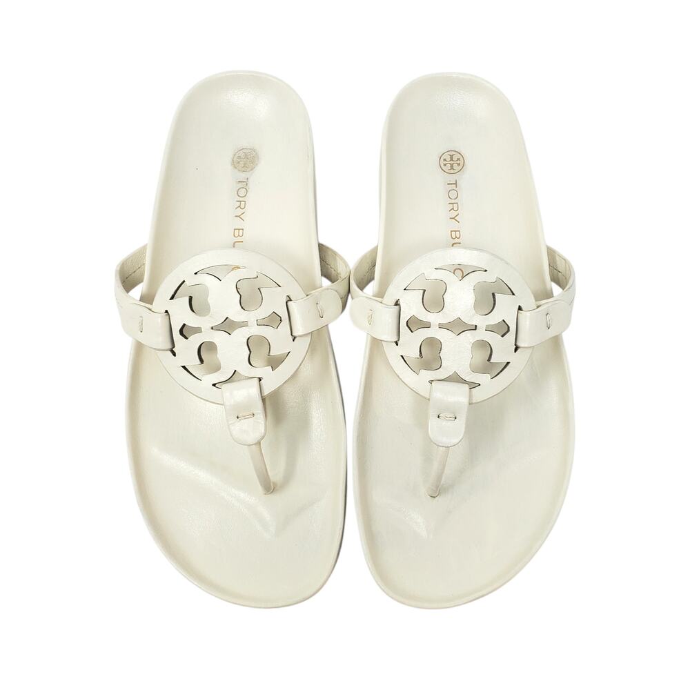 Tory Burch Miller Cloud Leather Thong Sandal Calf Leather New Ivory 81032 Size 8 - Picture 2 of 9
